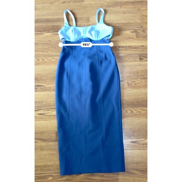 Misha blue Fernanda Two-Toned bodycon  Midi PArty Dress size L - Picture 4 of 12